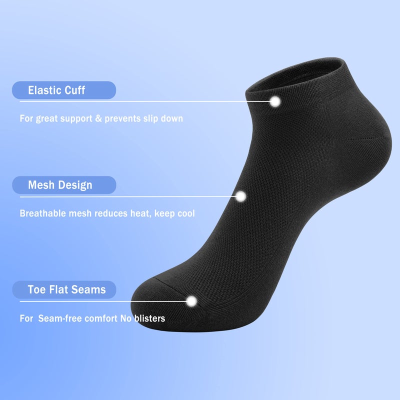 SERISIMPLE Women Ankle Soft Ultra Thin Mesh Beathable Viscose Bamboo Anti Odor Summer Cool Socks Low Cut Sock 5 Pairs,4-8/9-11 (Black, Large) - Image 3